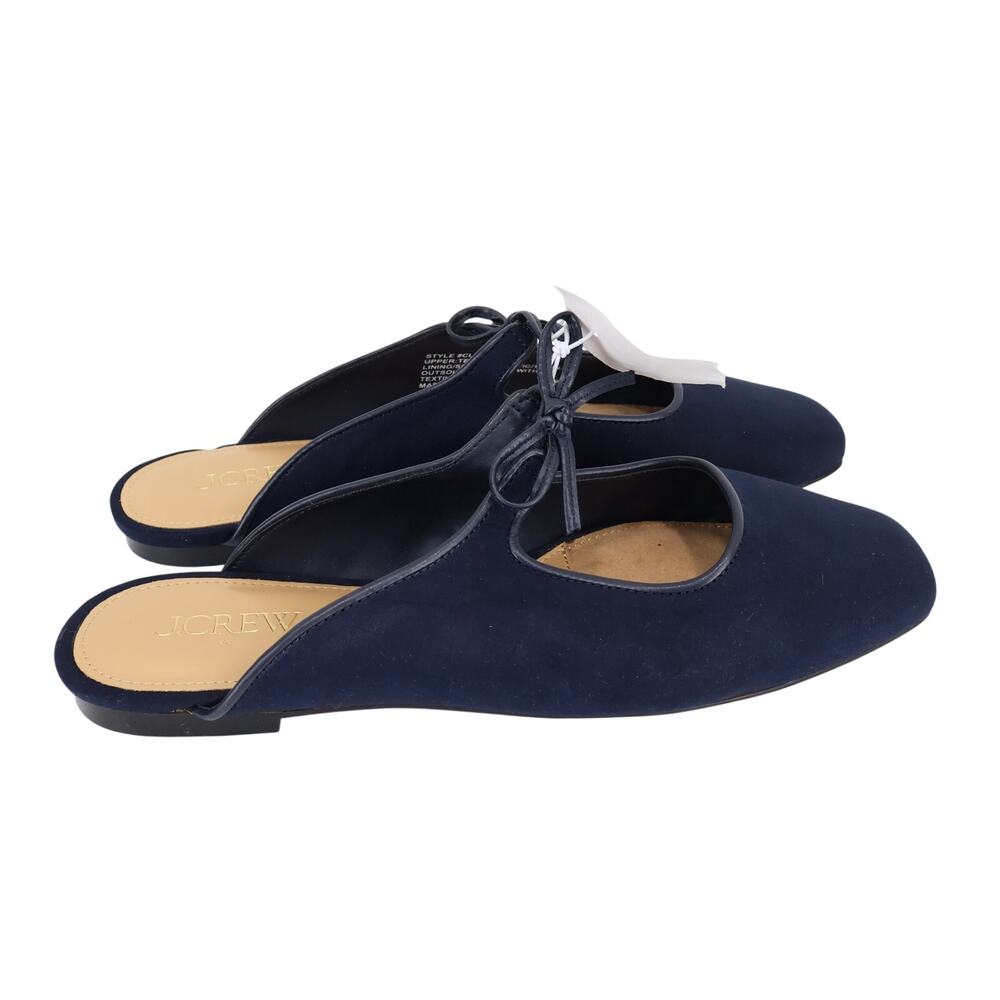 J.Crew Factory Sueded Bow Slip-On Mules Navy Blue Size 6.5 NWT - Picture 4 of 9